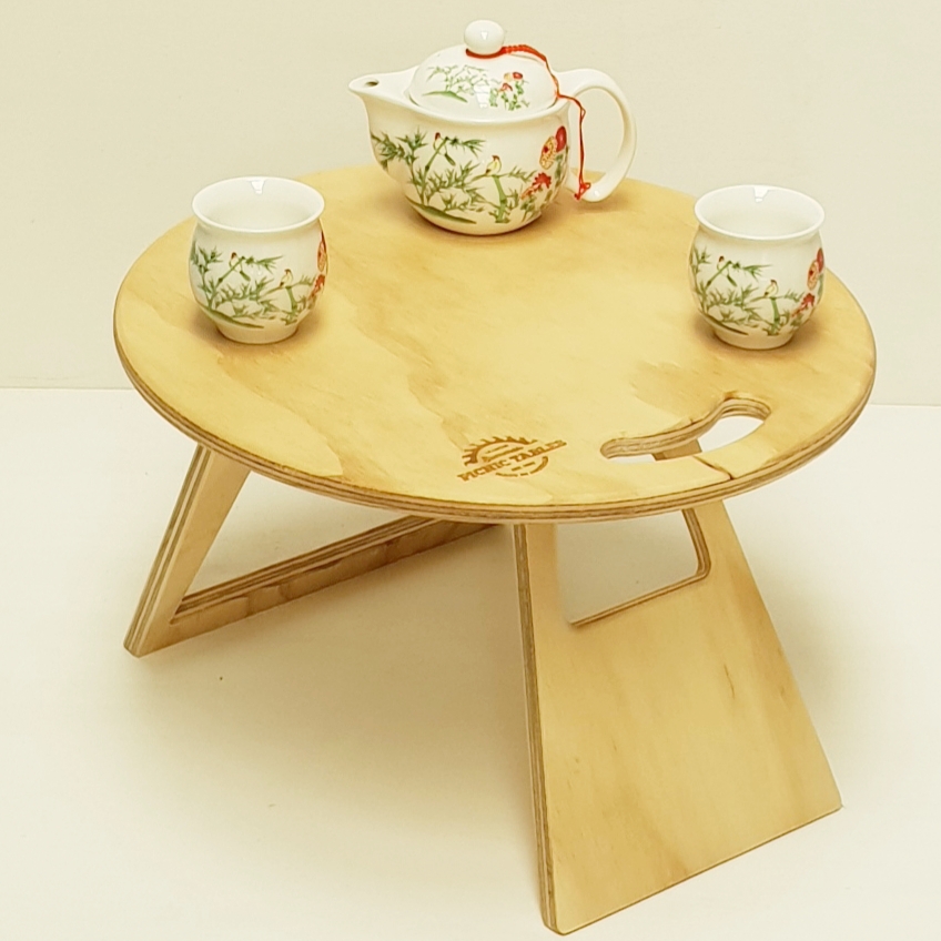 Round Natural Ohana Portable Table, Portable Round Table