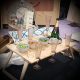 folding picnic table with ice bucket
